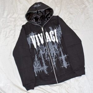 NEW Black Full Zip Up Hoodie Y2K Streetwear